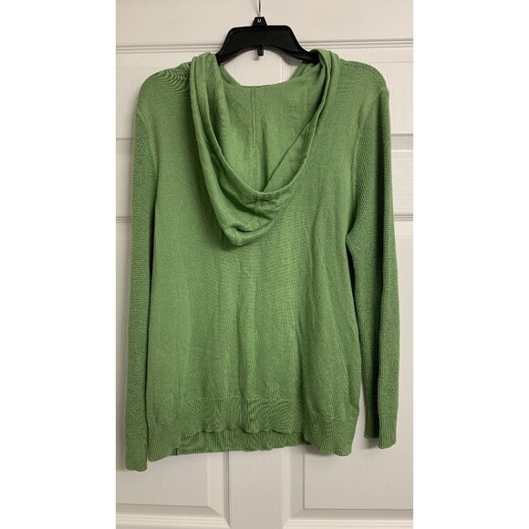 Eddie Bauer XL Hooded Outdoor Waffle Knit Cotton Casual Sweater Green - Picture 3 of 8